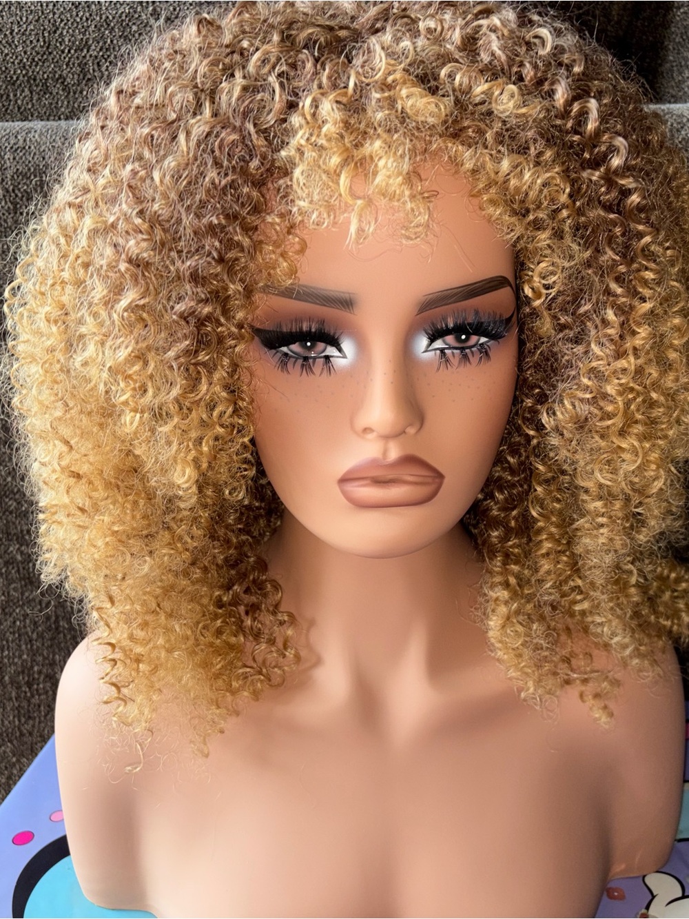 Curly Blonde Afro Wig 16 inch - ombré blonde kinky curly (No Offers)
